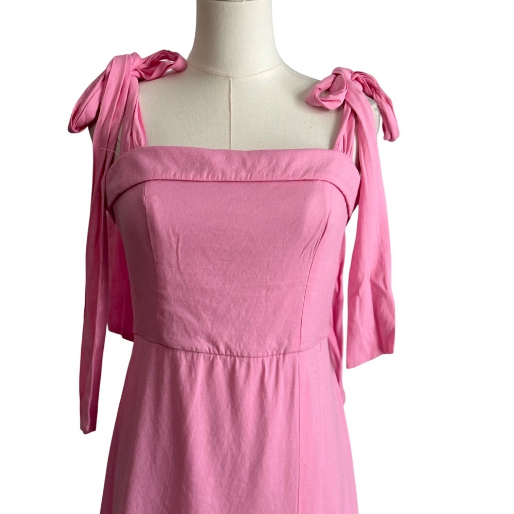 Trixxi Tie Shoulder Midi Dress M Pink Romantic Feminine Coquette Barbiecore - Picture 6 of 12